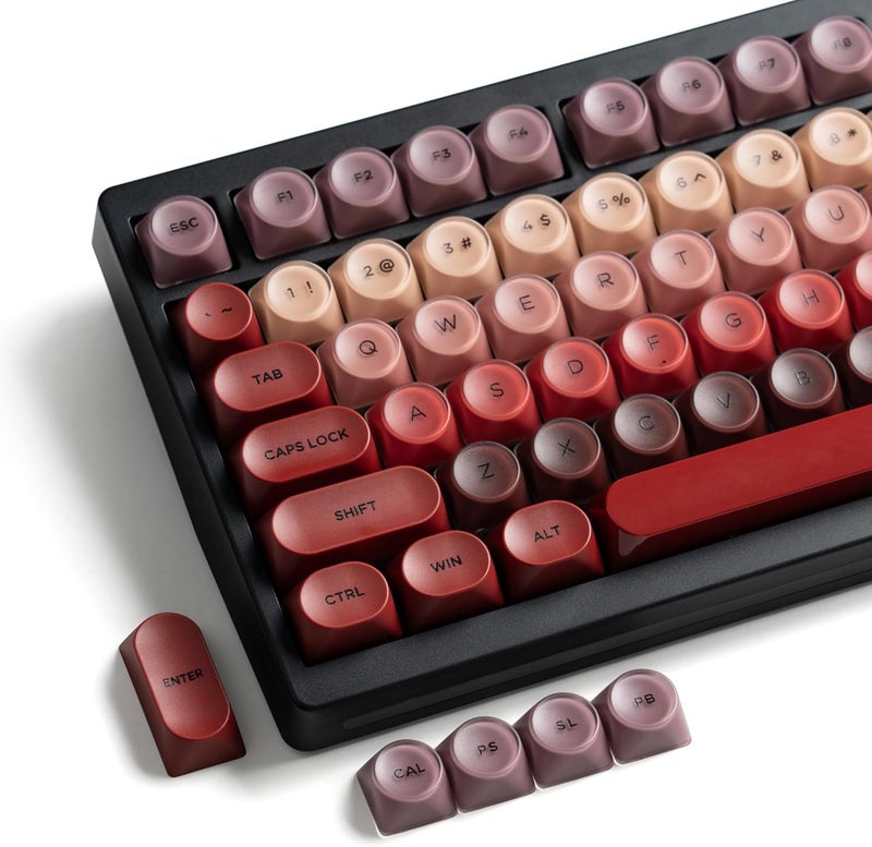 Rainy75 PBT Keycaps, Lipstick Red Jelly Keycap Berry Kiss Theme Foundation MOA Profile, 128 Keys Elegant Cute Custom Key caps for 61/68/84/87/98/100 Cherry Gateron MX Mechanical Keyboards - Image 1